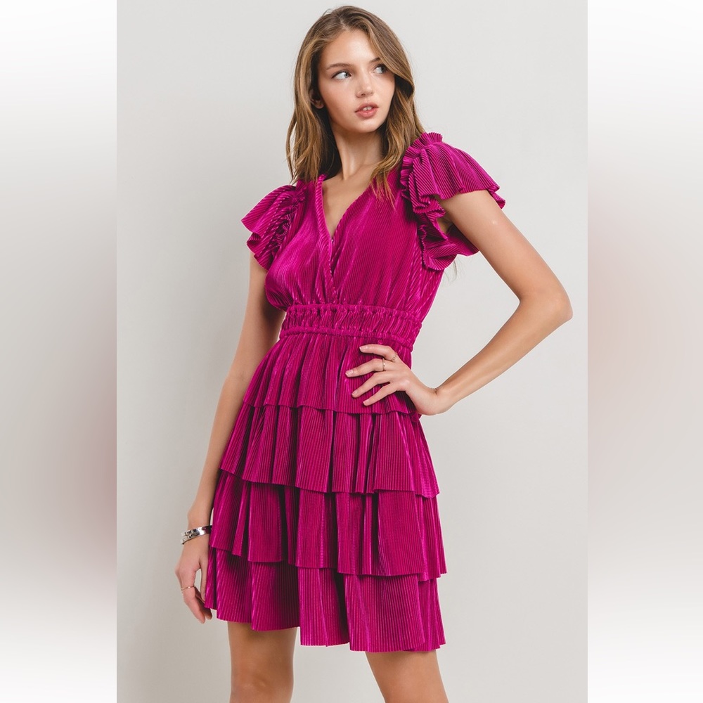 Fabulous Pleated Ruffle  Dress